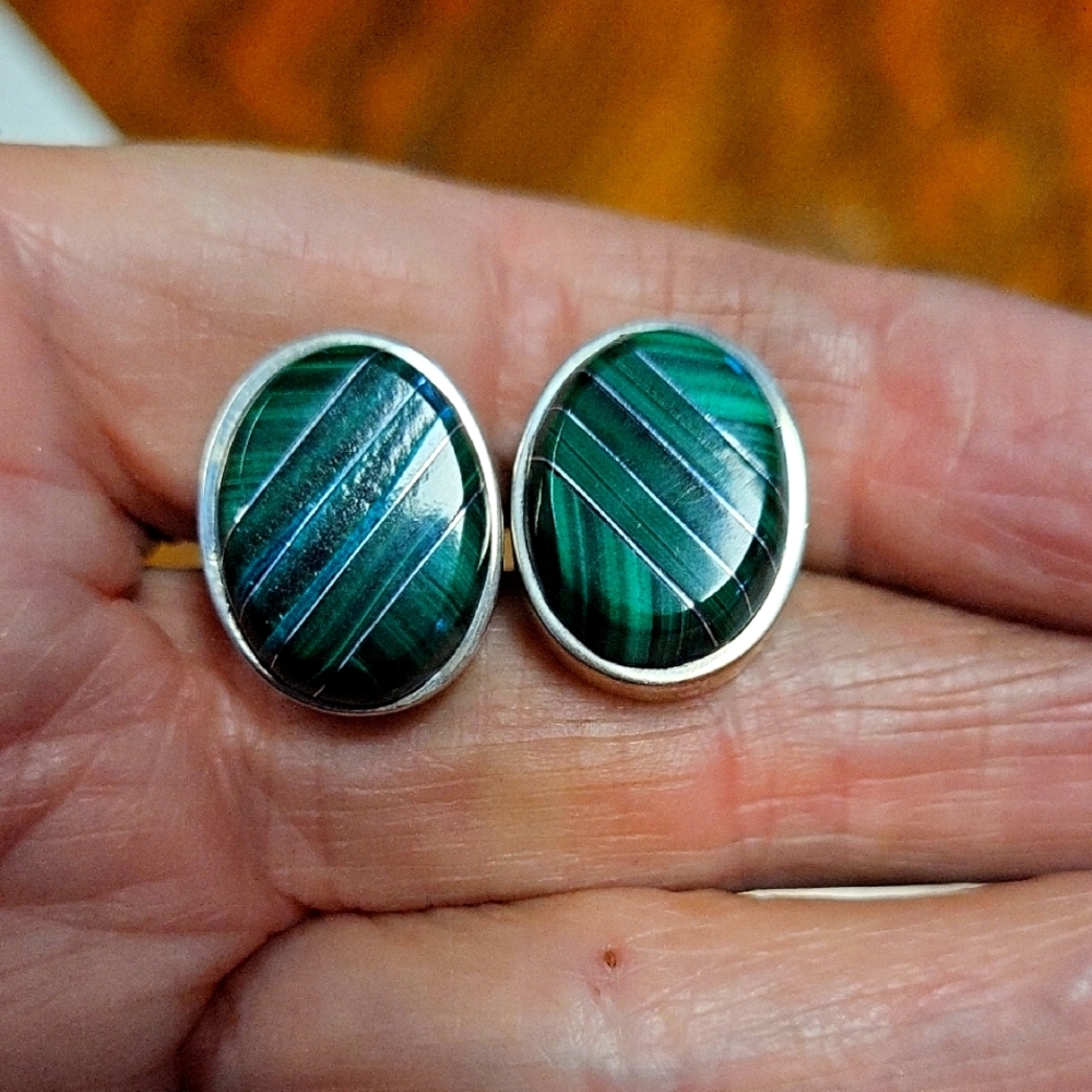 Green and Silver Cuff Links